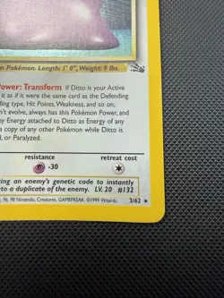 Ditto First Edition Holo 3/62 Fossil Pokemon Card Vintage WOTC NM- - Image 3