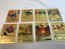 Pokemon Gold Metal Cards Lot Collection Charizard Pikachu VMAX GX Foil Bundle - Image 4