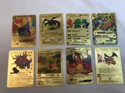 Pokemon Gold Metal Cards Lot Collection Charizard Pikachu VMAX GX Foil Bundle - Image 5