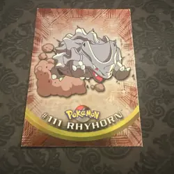 Pokemon Card - Rhyhorn #111 - Topps Series 2 - Silver Foil - Blue Logo - Image 1