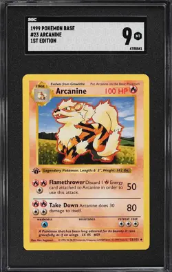 SGC Arcanine 1st Edition Shadowless Base Set 1999 Pokemon Card #23 - Image 1
