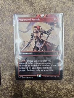 MTG Aggravated Assualt (Anime Borderless) Wilds of Eldraine Mint Condition - Image 1