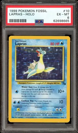 Pokemon TCG PSA 6 1999 Lapras - 10/62 - Holo Rare - Fossil - Image 1