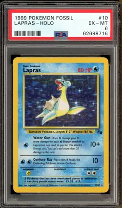 Pokemon TCG PSA 6 1999 Lapras - 10/62 - Holo Rare - Fossil - Image 2
