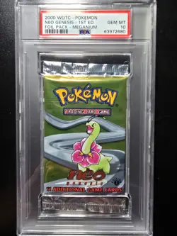PSA 10 1st Edition Neo Genesis Booster Pack Meganium Art Graded Pokemon - Image 1