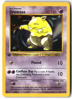 Drowzee ⭐ 49/102 1st Edition Common WOTC Base Set 1999 Pokemon NM - Image 1
