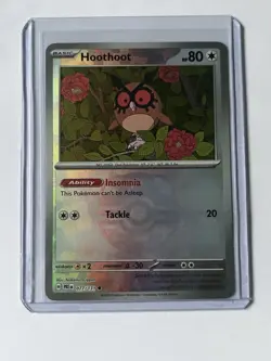 Pokemon TCG Prismatic Evolutions Hoothoot Masterball Reverse Holo PRE 077/131 NM - Image 1