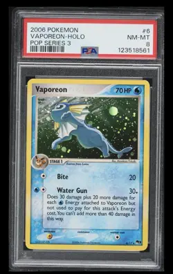 2006 Pokemon Vaporeon Holo Pop Series 3 6/17 PSA 8 Holo NM-MT - Image 1