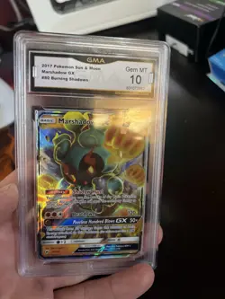 2017 POKEMON SUN & MOON MARSHADOW GX #80 BURNING SHADOW FULL ART HOLO Graded 10 - Image 4