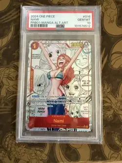 Nami English Manga Alternate Art OP01-016 PRB-01 One Piece, PSA 10 Gem Mint - Image 1