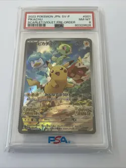 PSA 8 Mint Pikachu 001/SV-P Japanese Pokemon Card 2022 Scarlet & Violet Promo - Image 1