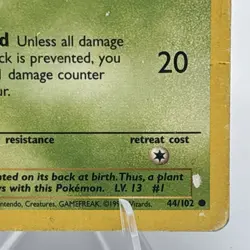 BULBASAUR - Base Set - 44/102 - Common - Pokemon Card - Unlimited Edition - MP - Image 5