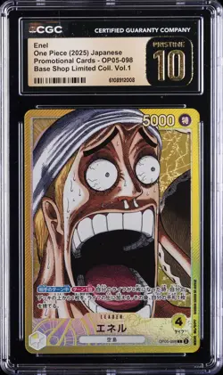 2025 ONE PIECE JPN PROMO CARDS BASE SHOP LTD COLL. VOL.1 ENEL CGC 10 PERFECT - Image 1