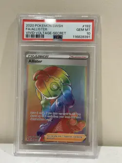 Allister Holo Rainbow Secret Rare Pokemon TCG Card 192/185 Vivid Voltage PSA10 - Image 1