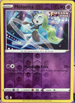 Meloetta Reverse Holo Rare - 124/264 - Fusion Strike Pokemon 2021 - Image 1