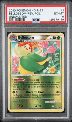 2010 POKEMON HEARTGOLD & SOULSILVER UNDAUNTED #1 BELLOSSOM-REVERSE FOIL PSA 6 - Image 1