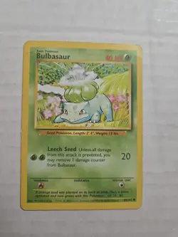 1999 Pokemon TCG BULBASAUR 44/102 Base Set - Pokemon TCG - WOTC - Heavy Play - Image 1
