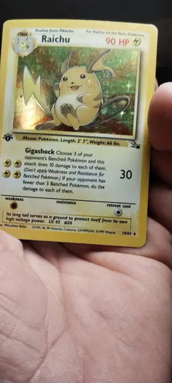 1999 Pokemon 1st Edition Raichu 14/62 Fossil Hollow Rare WOTC Lp - Image 2