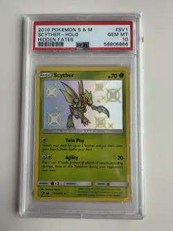 2019 POKEMON SUN & MOON HIDDEN FATES #SV1 SCYTHER-HOLO PSA 10 - Image 1