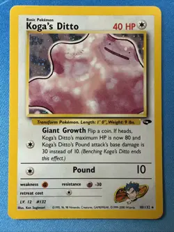 Koga's Ditto HOLO RARE 10/132 Gym Challenge VINTAGE 2000 Pokemon TCG - Image 2