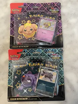 2 Pokemon Paldean Fates Sticker Collection & Promo Blister Packs Sealed - Image 1