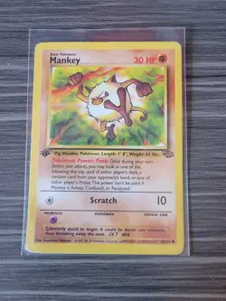 Mankey 55/64 1st Edition Jungle Set Pokemon Card WOTC LP - Image 1