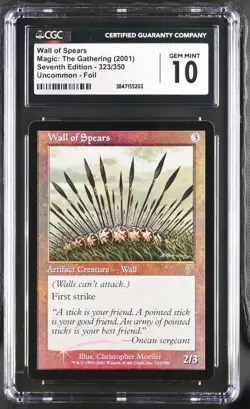 WALL OF SPEARS 7th Edition Foil CGC 10 Gem Mint MTG [Nostalgium] - Image 1