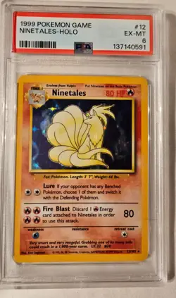 Pokemon Ninetales 012/102 Base Set Holo PSA 6 EX-MT 1999 - Image 1