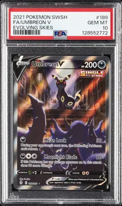2021 POKEMON SWORD & SHIELD EVOLVING SKIES #189 FULL ART/UMBREON V PSA 10 - Image 1