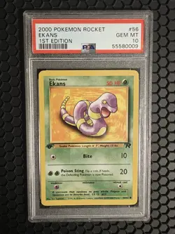 2000 POKEMON ROCKET 1ST ED #56 EKANS PSA 10 - Image 1
