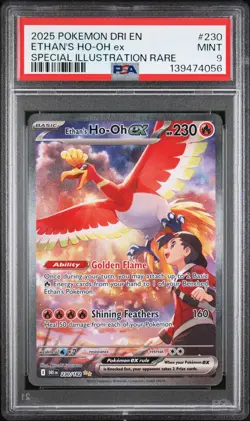 2025 POKEMON DRI EN-DESTINED RIVALS #230 ETHAN'S HO-OH EX PSA 9 - Image 1