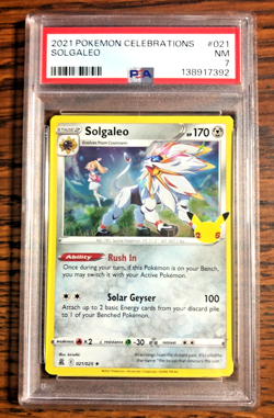 Solgaleo Holo Rare #021 - PSA NM 7 - 2021 SWSH Celebrations - Pokemon TCG - Image 1