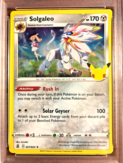 Solgaleo Holo Rare #021 - PSA NM 7 - 2021 SWSH Celebrations - Pokemon TCG - Image 2