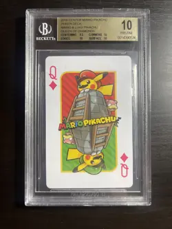 2016 MARIO PIKACHU POKEMON CENTER POKER DECK QUEEN OF DIAMONDS BGS 10 - Image 1