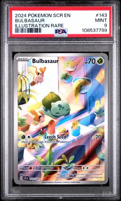 2024 POKEMON SCR EN-STELLAR CROWN ILLUSTRATION RARE #143 BULBASAUR PSA 9 - Image 1