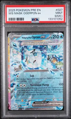 2025 POKEMON PRE EN-PRISMATIC EVOLUTIONS WELLSPRING MASK OGERPON EX PSA 9 MC - Image 1