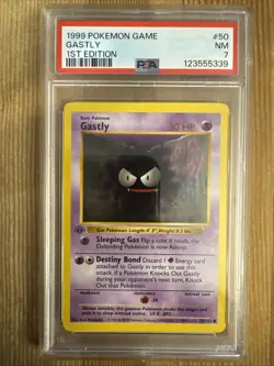 Gastly 50/102 (1st Edition Shadowless) Base Set Pokemon Card PSA 7 - Image 1