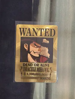 Dracule Mihawk One Piece Wanted Poster Gold Card - Image 1