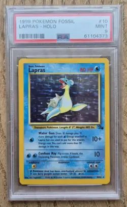 Fossil Lapras (PSA 9) 10/62 Pokemon Card WOTC 1999 - Image 1