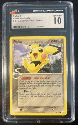 CGC 10 GEM MINT Pichu - 76/110 EX Holon Phantoms - 2006 Pokemon Card - Image 1