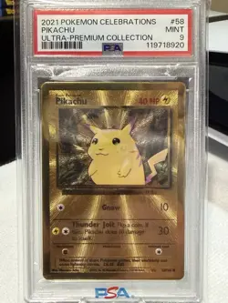 2021 Pokemon Celebrations Pikachu Metal Card Ultra Premium Collection PSA 9 #58 - Image 1