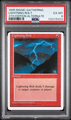 LIGHTNING BOLT 4th Edition Alternate PSA 6 Vintage MTG [Nostalgium] - Image 1