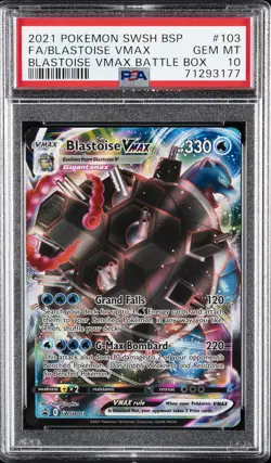 2021 POKEMON SWSH BLACK STAR PROMO #103 FULL ART/BLASTOISE VMAX PSA 10 - Image 1