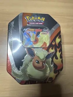 Pokemon TCG Eevee Evolutions Tin 2021 Flareon V Edition Factory Sealed - Image 1