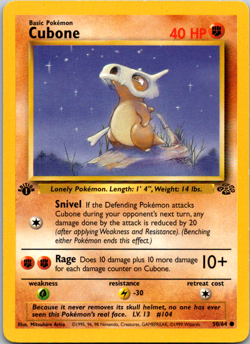 Pokemon - Cubone - 50/64 - Common - 1st Edition - Jungle - LP - NM 1999 WoTC - Image 1