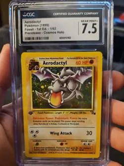 Aerodactyl Pokemon 1999 Fossil 1st Edition 1/62 Holo Prerelease Promo CGC 7.5 - Image 1