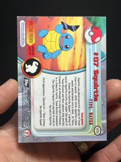 1999 Topps Pokemon Series 1 Squirtle #07 Holo Foil Black Logo Flames - Image 3
