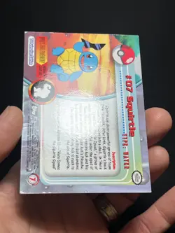 1999 Topps Pokemon Series 1 Squirtle #07 Holo Foil Black Logo Flames - Image 4