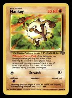 Mankey 55/64 Common Jungle WOTC Pokemon LP - Image 1