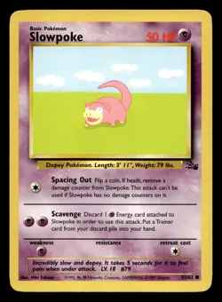 Slowpoke 55/62 Common Fossil WOTC Pokemon LP - Image 1
